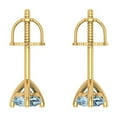 thumbnail image 4 of 1 Ct Round Cut Studs Blue Natural Aquamarine 18K Yellow Solid Solid Gold Everyday Dainty Earrings Screw Back, 4 of 7