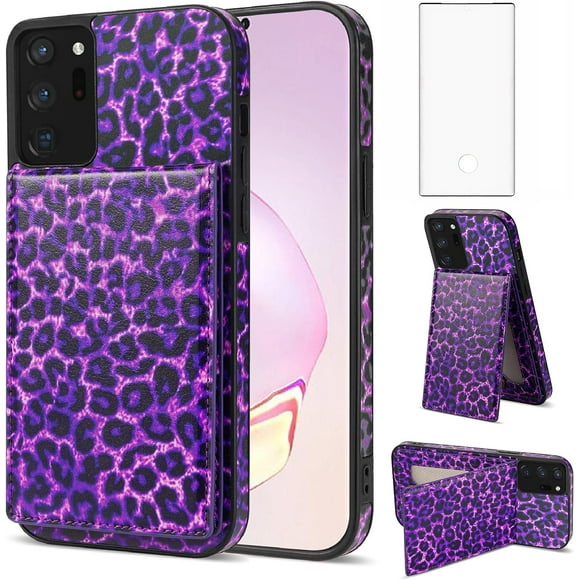 Phone Case for Samsung Galaxy Note 20 Ultra 5G Wallet Cover with Screen Protector RFID Card Holder Slot Stand Leopard