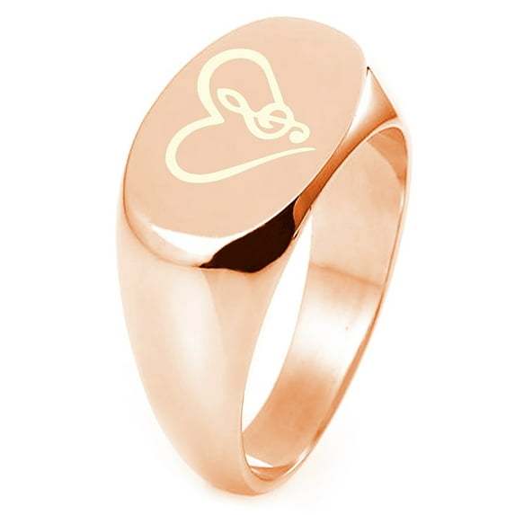 Sterling Silver Love Music Treble Clef Heart Engraved Oval Flat Top Polished Ring