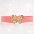thumbnail image 2 of Womens Belt Fashion Butterfly Buckle Elastic Waist Jeans Dress Matching Belt for Women Pink One Size, 2 of 3