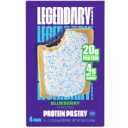 Legendary Foods Blueberry Protein Pastry, 20g Protein, 4 Pack, Keto Friendly, Gluten Free