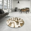 thumbnail image 4 of Ahgly Company Machine Washable Indoor Round Abstract Champagne Beige Area Rugs, 5' Round, 4 of 7