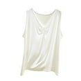 thumbnail image 3 of Women's Sleeveless V Neck Tank Top Cami Casual Loose Fit Solid Color Summer Top for Casual Daily Wear Beach Vacation Loungewear Fashion Essential Gift for Women | Sopatenor,White XL, 3 of 9