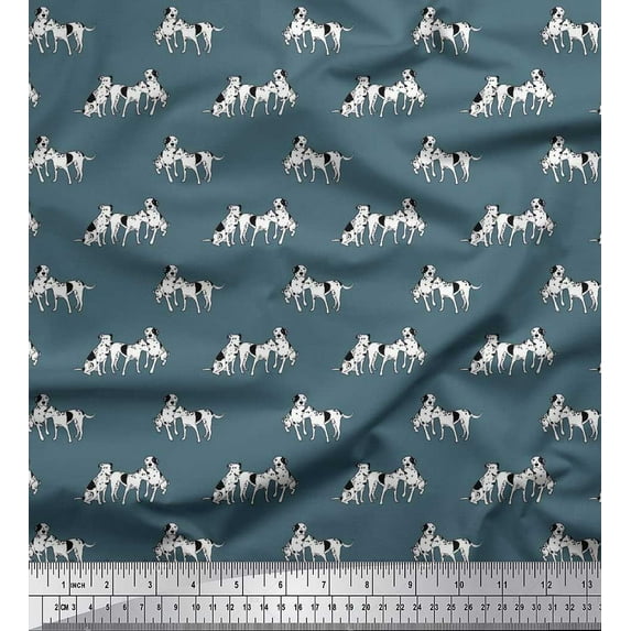 Soimoi Cotton Poplin Fabric Dalmatian Dog Print Fabric by The Yard 56 Inch Wide