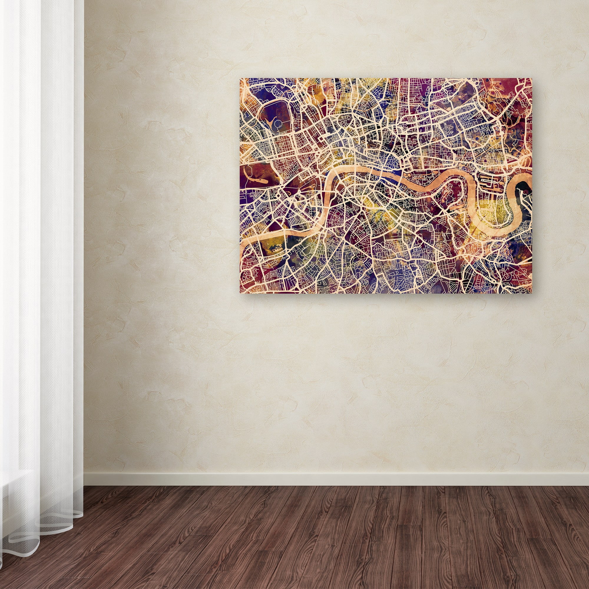 Trademark Fine Art "London England Street Map" Canvas Art by Michael Tompsett