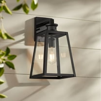 John Timberland Arrington Modern Outdoor Wall Light Fixture Black Dusk to Dawn Motion Sensor 14 3/4" Clear Glass for Post Exterior Barn Deck House