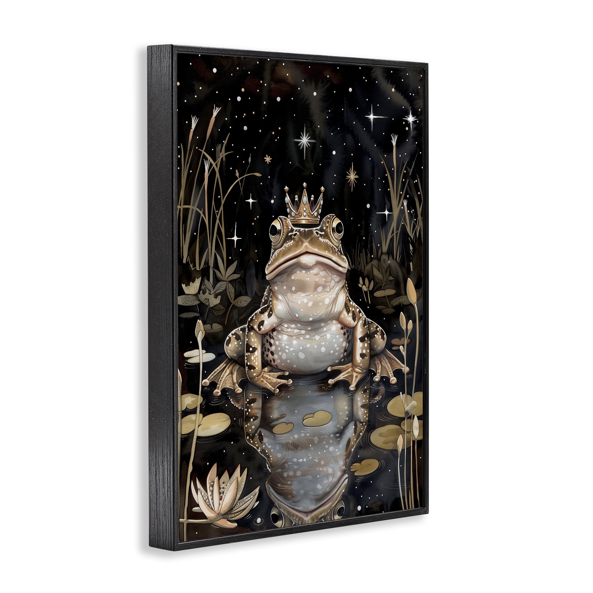 Stupell Industries Regal Toad at Night Animals & Insects Painting Black Framed Art Print Wall Art, 12 x 18