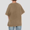 thumbnail image 5 of Boys Oversized Washed Crew Neck T‑Shirt Vintage Mineral Wash Short Sleeve Loose Fit Casual Tee Soft Breathable Kids Basic Top for Daily School Outdoor Play Wear(Coffee,11-12 Years), 5 of 6