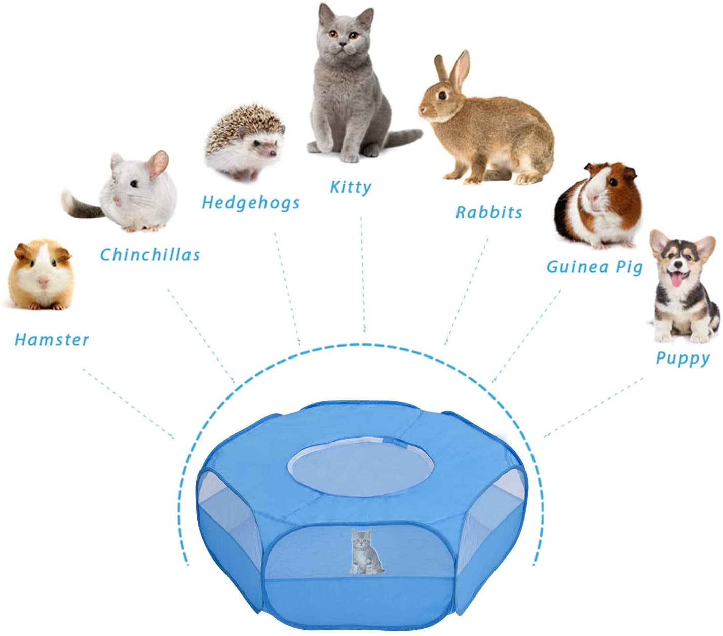 Small Animals Playpen Guinea Pig Cage Tent with Zipper Cover Hamster Portable Exercise
