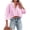 Pink, variant on Langwyqu Turn-Down Collar Women Solid Button Crop Tops Lapel Blouse With Pocket