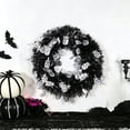 thumbnail image 2 of Homellea Black Silver Halloween Tinsel Wreath, 10.23 Inch Skull Hanging Door Wreath with Metallic Skull Accents for Front Door, Mantel, Wall, Window, Entryway and Party Decor, 2 of 6