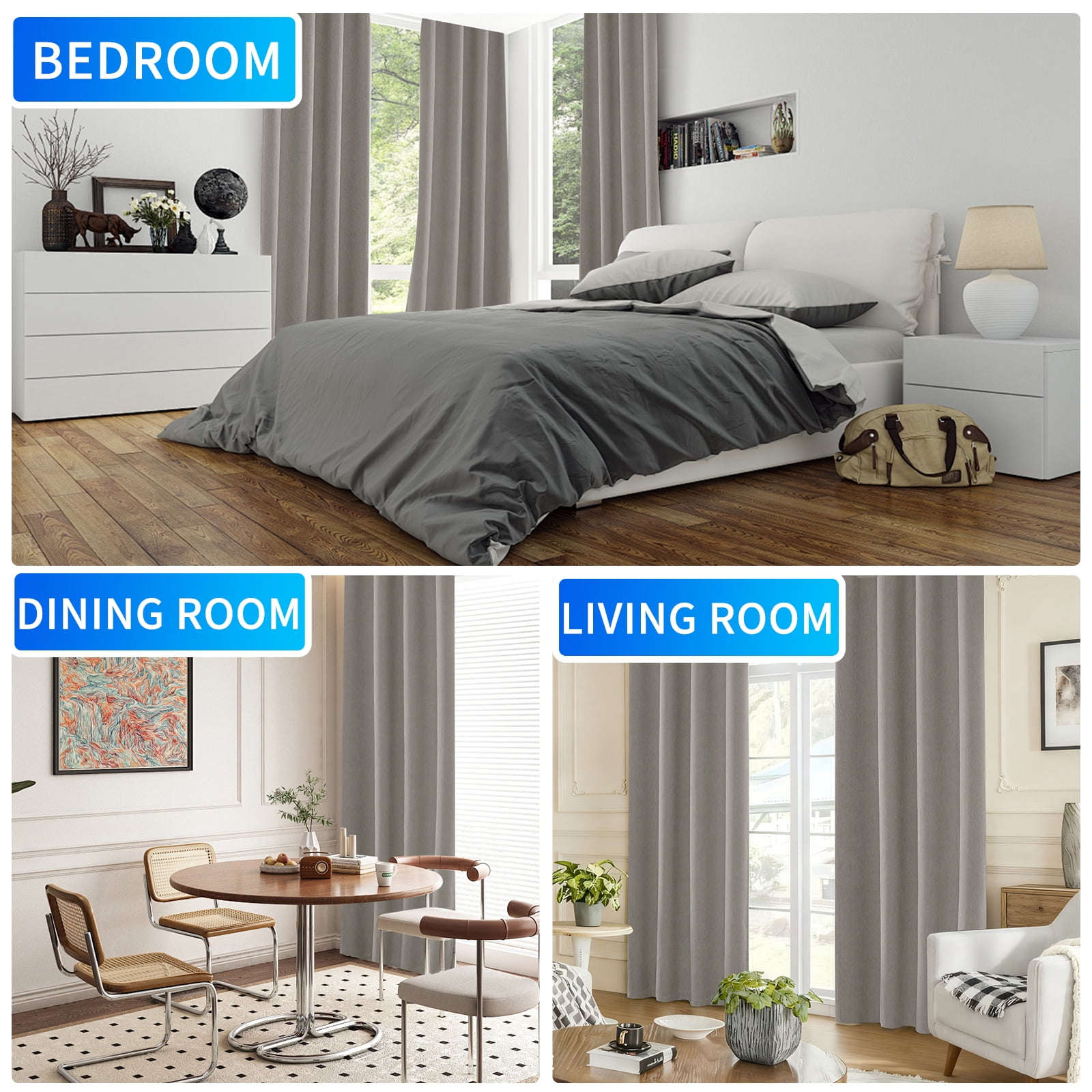 JIATER Blackout Curtains,Blackout Curtains Set of 2 for Bedroom Living Room 52 x 72 in,Thermal Insulated Room Darkening Drapes with Grommet,Coffee
