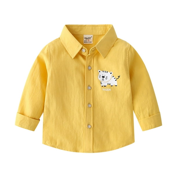 Gibobby Camisas Para Ninos Elegantes Ninos ninos pequenos bebes ninos ninas manga larga algodon de dibujos animados camisa blusa Tops trajes ropa Amarillo 18 24 Meses Walmart en linea