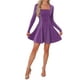 thumbnail image 2 of INSPIRE CHIC Vestido de Fiesta Brillante de Cuello Cuadrado para Mujer con Mangas Largas, Vestido de Cóctel A-Line de Noche L Púrpura, 2 of 6