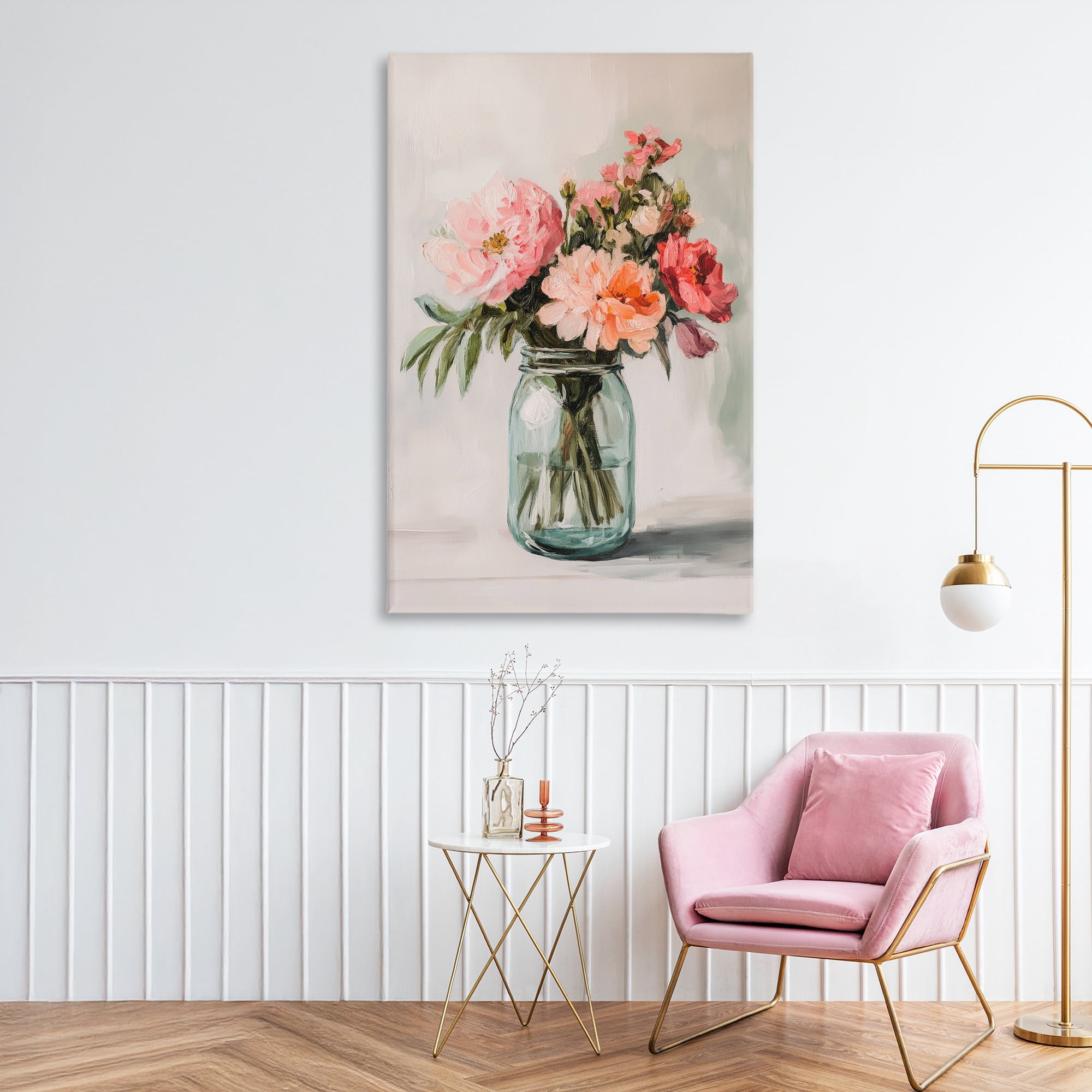 Stupell Industries Pink Flower Stems in Jar Canvas Wall Art, design by Petal Prints Design