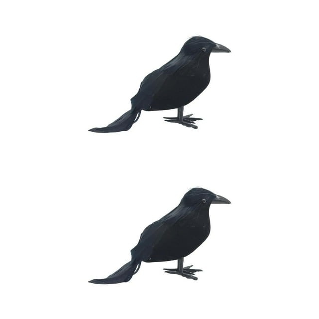 kurtrusly Horror Props For Halloween - High Simulation Black Crow Ornament For Festive Straight crow 2Set