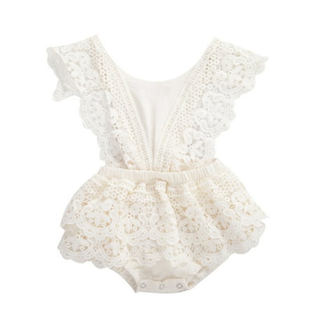

Dewadbow Newborn Infant Baby Girl Summer Lace Romper Jumpsuit Bodysuit