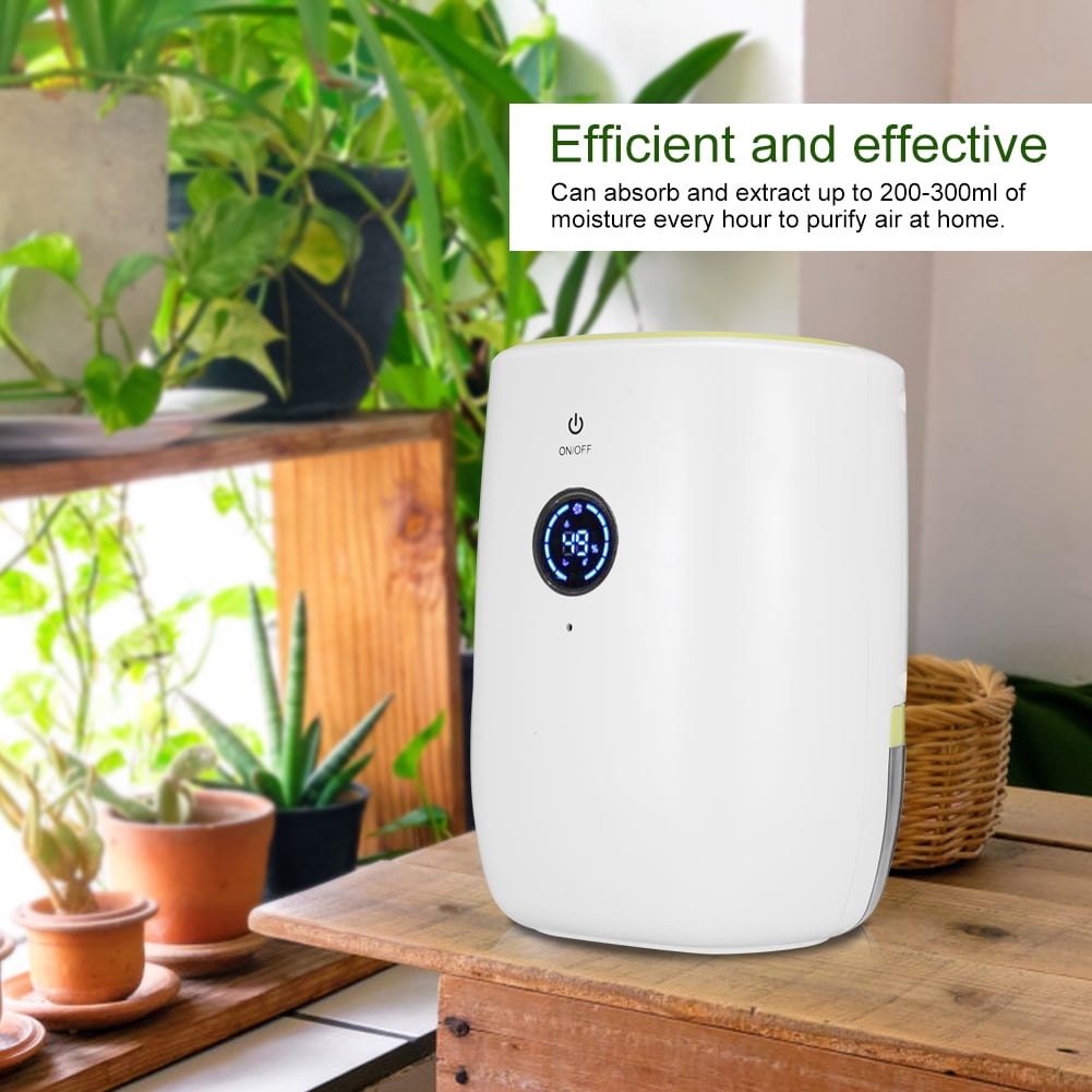 YAHHU 800ML Portable Auto-Off Electric Air Dehumidifier for Home, White (6.3 x 5.5 x 8.7 inches / 16 x 14 x 22 cm)