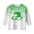 thumbnail image 4 of JIAYUE Girls T-Shirts St. Patrick's Day Clover Print Casual Tee Three Quarter Sleeve Crewneck Loose Fit For Kids Holiday Celebration Leisure Children Tops, 4 of 4