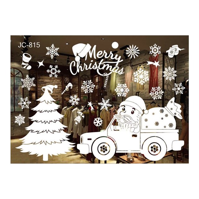 Pegatinas navideñas para ventana, decoración navideña para el hogar, pegatina de pared para habitación de niños, calcomanías de Año Nuevo