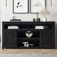 thumbnail image 2 of BELLEZE 58 Inch TV Stand, Contemporary Entertainment Center for TVs up to 65", Wood Media Console Table with Two Open Shelves and Barn Door Cabinets - Corin (Rustic Grey), 2 of 7