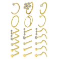 thumbnail image 1 of Anillos de nariz de acero inoxidable de 20 g, aro en forma de L, pernos para la nariz, tornillo para la nariz, hueso dorado para mujeres y hombres, juego de pernos para la nariz, anillo para la nariz,, 1 of 3