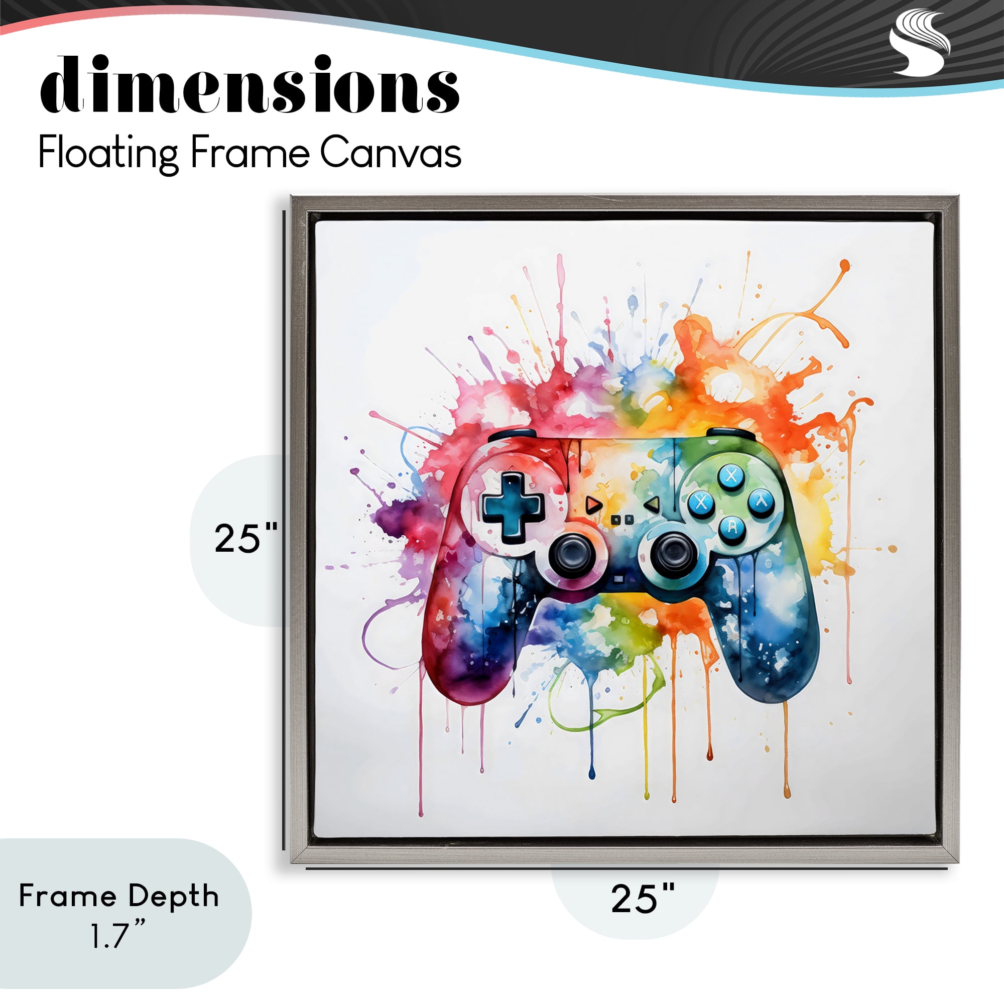 Stupell Industries Colors of Gaming Splatter Gray Framed Floater Canvas Wall Art, design by Creative Studio
