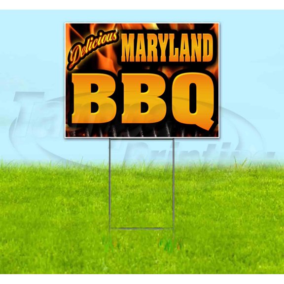 Maryland BBQ (18" x 24") Yard Sign, Includes Metal Step Stake