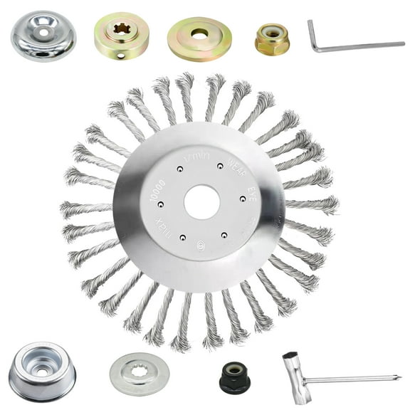 10 Inch Steel Wire Trimmer Head, Unbreakable Wired Trimmer Blade Yard Patio Wire Weed Eater Head Trimmer Head Replacement with 2 Pack of Adapters kit for Weed Wacker