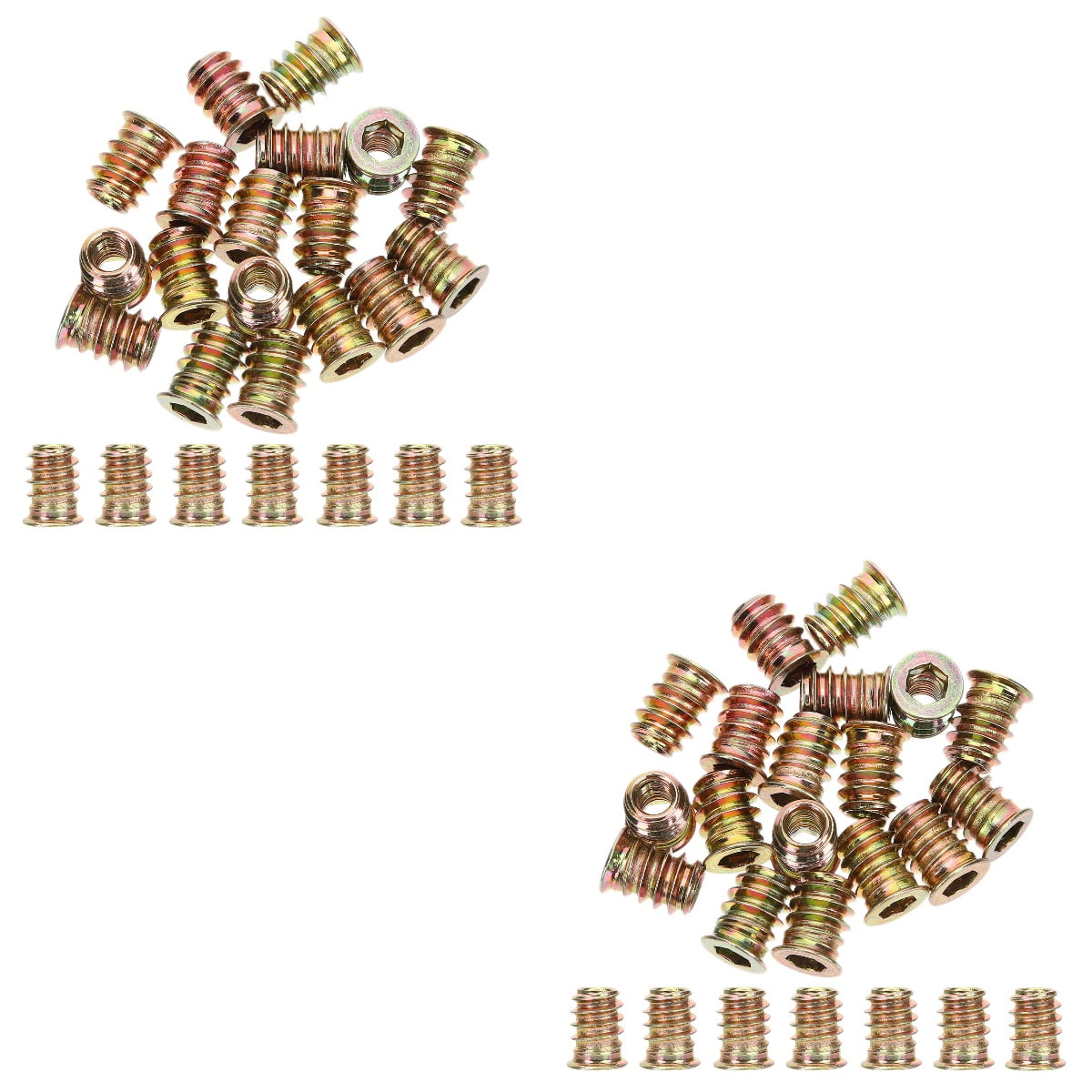 HOMEMAXS 200 pcs  Embedment Nut Threaded Wood Insert M6x15 Furniture Screw In Nut Fastener