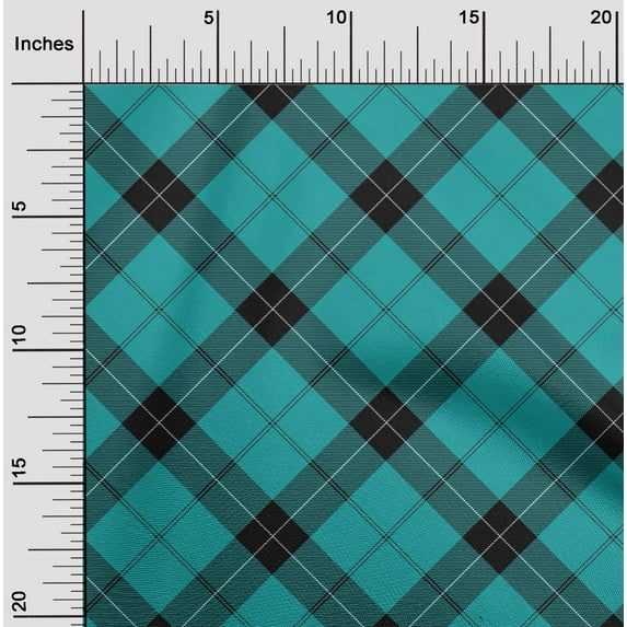 oneOone Organic Cotton Poplin Twill Fabric Tartan Check Print Fabric BTY 42 Inch Wide