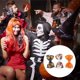 thumbnail image 3 of Ganchos de pelo de Halloween con estampado de pato de 3 piezas para mujeres en blanco y azul, 3 of 5