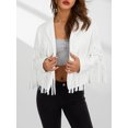 thumbnail image 3 of Gureui Faux Suede Tassel Jacket Womens Vintage Lapel Long Sleeve Fringe Cropped Hippie Motor Biker Cardigan Outwears, 3 of 8