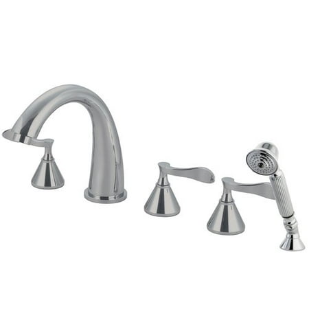 UPC 663370134265 product image for Elements of Design Century Roman Three Handle Deck Mount Tub Filler With Hand Sh | upcitemdb.com