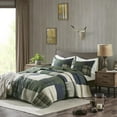 thumbnail image 1 of Woolrich Courtepointe 100 % Coton Réversible Design Style Cabane à Carreaux Toutes Saisons, Couvre-Lit Respirant, Ensemble de Literie avec Taies d'Oreiller Assorties, Très Grand/Cal Très Grand (110"x96 Pouces), Mill Creek, Vert, 1 of 5