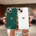 thumbnail image 2 of iPhone 13 mini Case  Women Girl Cute Love-Heart Luxury Bling Plating Soft Back Cover Raised Full Camera Protection Bumper Silicone Shockproof Phone Case  iPhone 13 mini, Darkish Green, 2 of 14