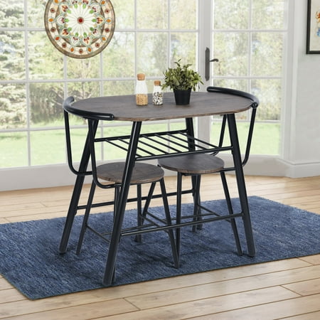 Furniturer Breakfast Dining Set 1 Table And 2 Chairs Kitchen Bistro Pub Brown Canada Furniturer Breakfast Dining Set 1 Table, Breakfast Round Table