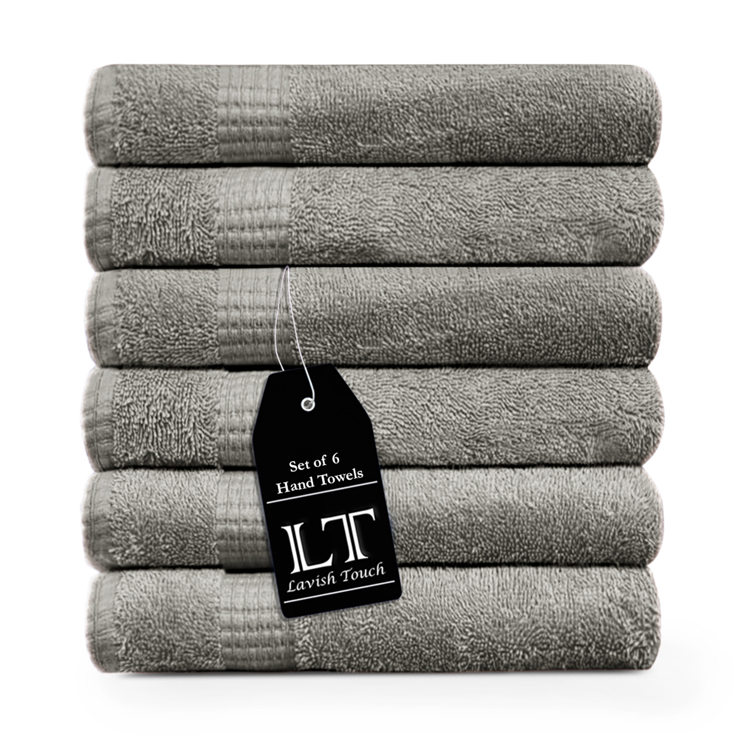 Lavish Touch 600 GSM 100 Cotton 6 Pack Hand Towels 15x22, Premium