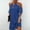 Blue, variant on Ichaunyi Summer Dresses Women Lace Short Sleeve O-Neck Halter Solid Long Dresses Loose Dress