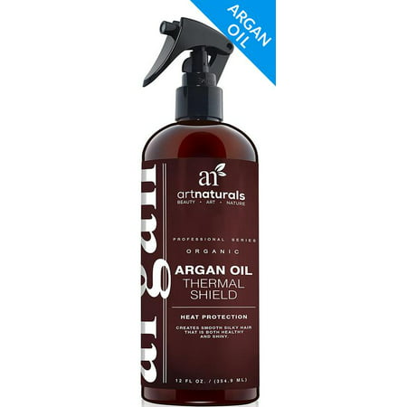 Argan Oil Thermal Shield (12oz) - Organic Heat Protector Spray for Silky (Best Thermal Hair Protector)