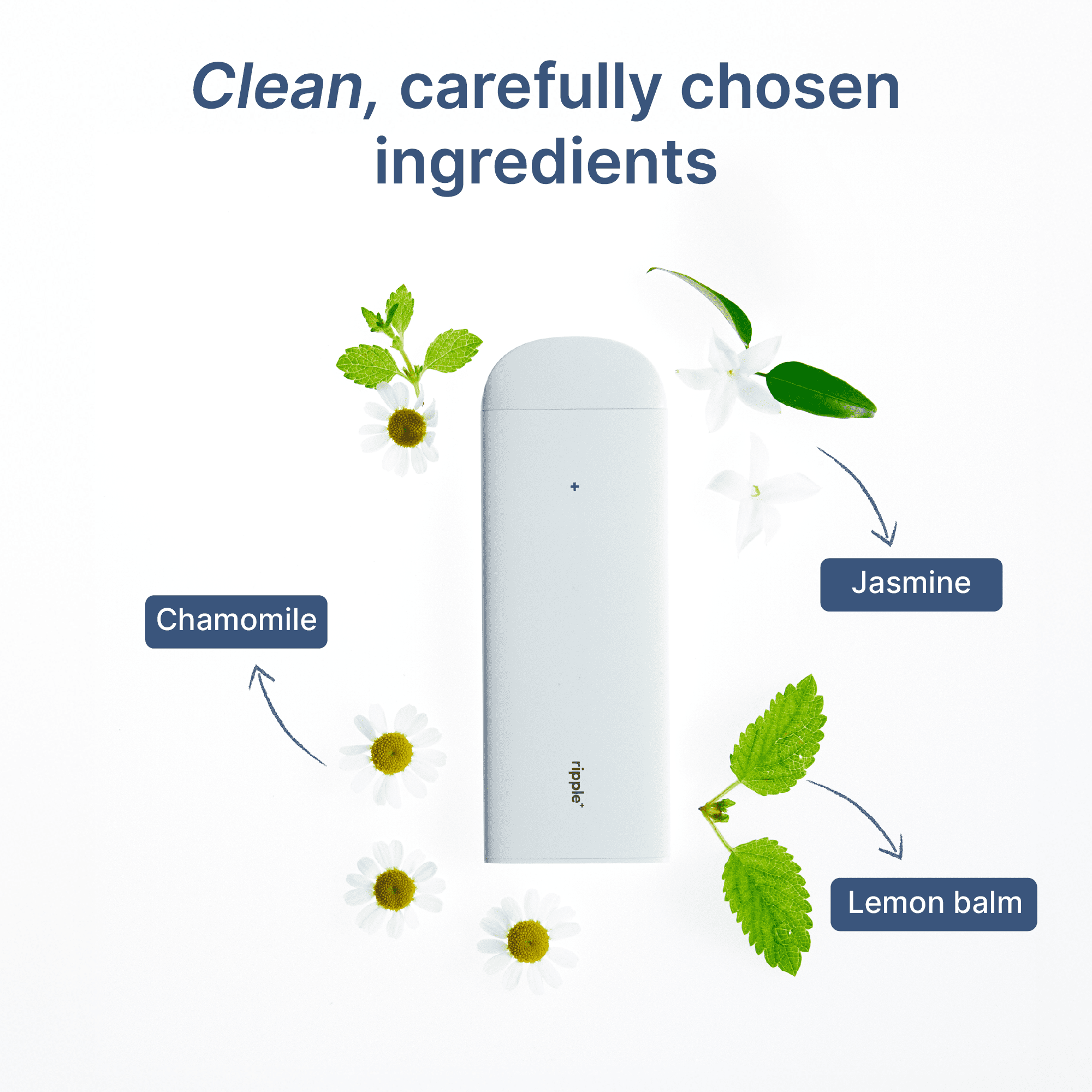 (6 pack) Ripple Jasmine Diffuser - 1,000 Puffs, 0% Nicotine, + Chamomile & Lemon Balm, 100% Recyclable