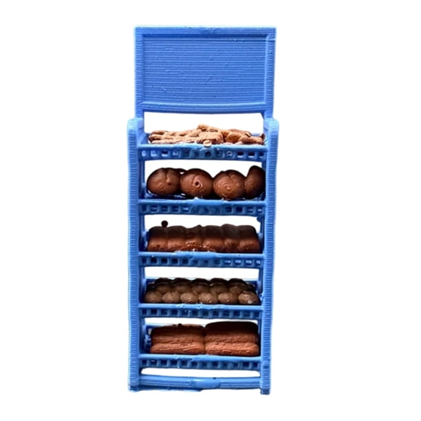 Accesorios para diorama de supermercado a escala 1/64 Accesorios para casa de muñecas Escena en miniatura Estante de pan azul