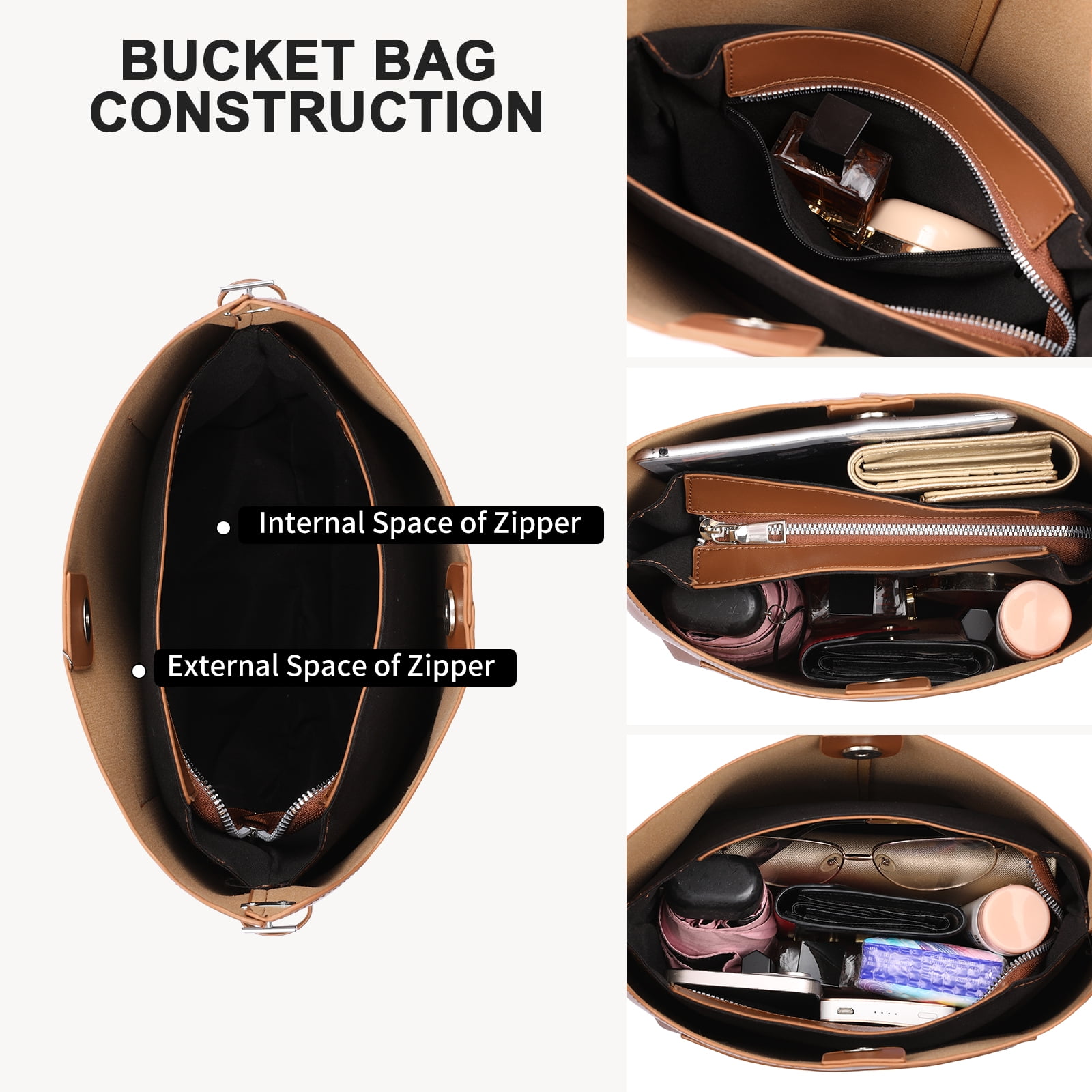 SENDEFN Bucket Bags for Women Leather Shoulder Bag Womens Bags,Stylish and Durable Handbags for Women