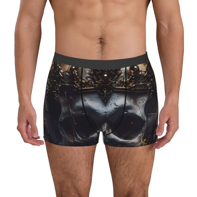 Fotbe Royal Skull With Golden Crown Calzoncillos Tipo Boxer con Bolsa de Soporte Total para Hombre, X-Temp Fresco, Transpirable y de Secado Rápido-Small