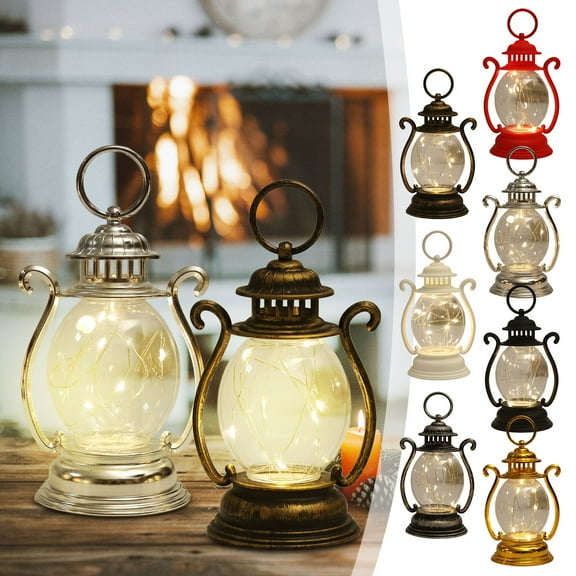 Christmas Decorations Glow, Christmas Vintage Decorative Lanterns with LED String Light, Small Flashing LED Tabletop & Hanging Decor for Trees, Home, Dining Table Props Christmas Gifts