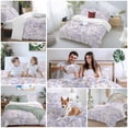 thumbnail image 5 of 3 Piece Purple Flowers Duvet Cover Set Queen Size,Microfiber Comforter/Quilt Cover with Corner Ties and 2 Pillowcases,Romantic Botanical Floral Plants Leaves All Season Bedding with Zipper Closure, 5 of 8
