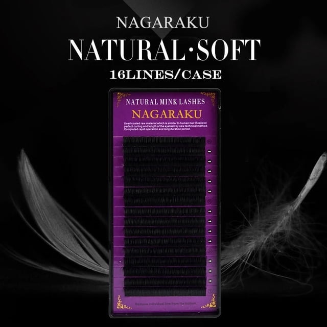 NAGARAKU-extensiones de pestañas individuales clásicas, 16 filas, negro mate, profesionales, suaves y naturales