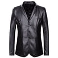 thumbnail image 1 of Traje de otoño e invierno de longitud media para hombre, cuello de traje de hombre gordo de talla grande, cuero PU, 1 of 5