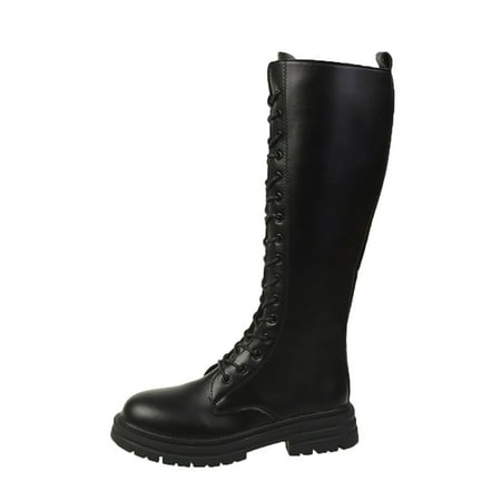 

Womens Lacing Up Gothic Punk Boots Chunky Platform Fall Fashion Steampunk Round Toe Knee High Bootes