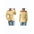 thumbnail image 3 of Female Sweaters Off Shoulder Long Sleeve Cable Knit Sweater Loose Chunky Work Tops Yellow L, 3 of 7